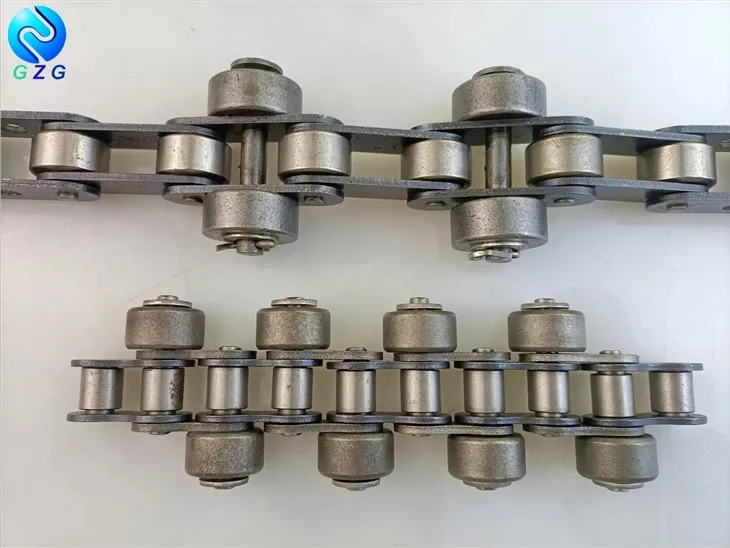 Transportketting met buitenboordrol